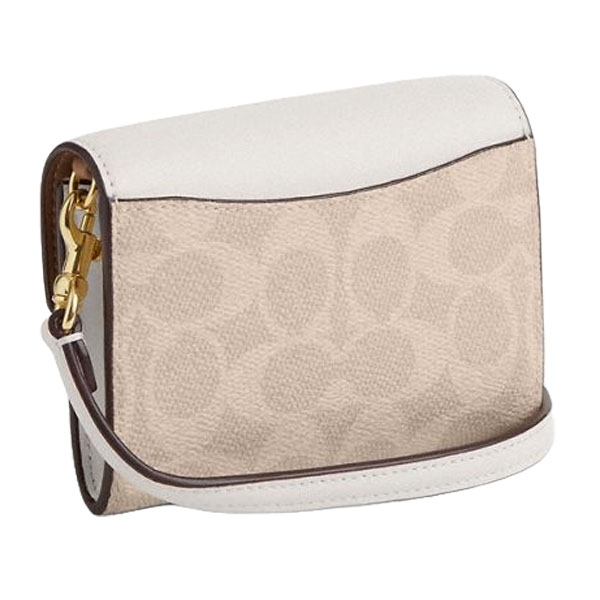 Coach Mini Envelope Wallet With Strap In Signature Canvas Sand Chalk # CX162