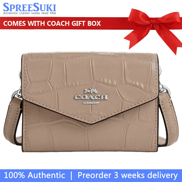 Coach Mini Envelope Wallet With Strap Silver Stone # CU175