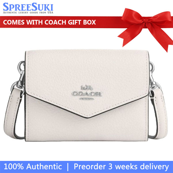 Coach Mini Envelope Wallet With Strap Silver Chalk # CU170
