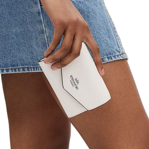 Coach Mini Envelope Wallet With Strap Silver Chalk # CU170