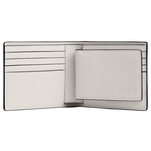 Coach Men 3 In 1 Wallet With Varsity Motif Chalk & Black # CAK48