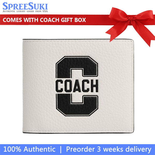 Coach Men 3 In 1 Wallet With Varsity Motif Chalk & Black # CAK48