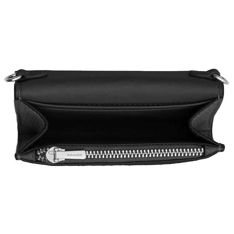 Coach Mini Envelope Wallet With Strap Silver Black # CU170