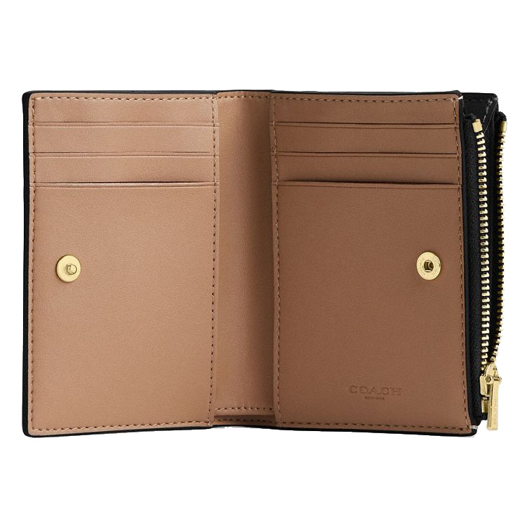 Coach Bifold Wallet In Signature Canvas Walnut Black # CW803