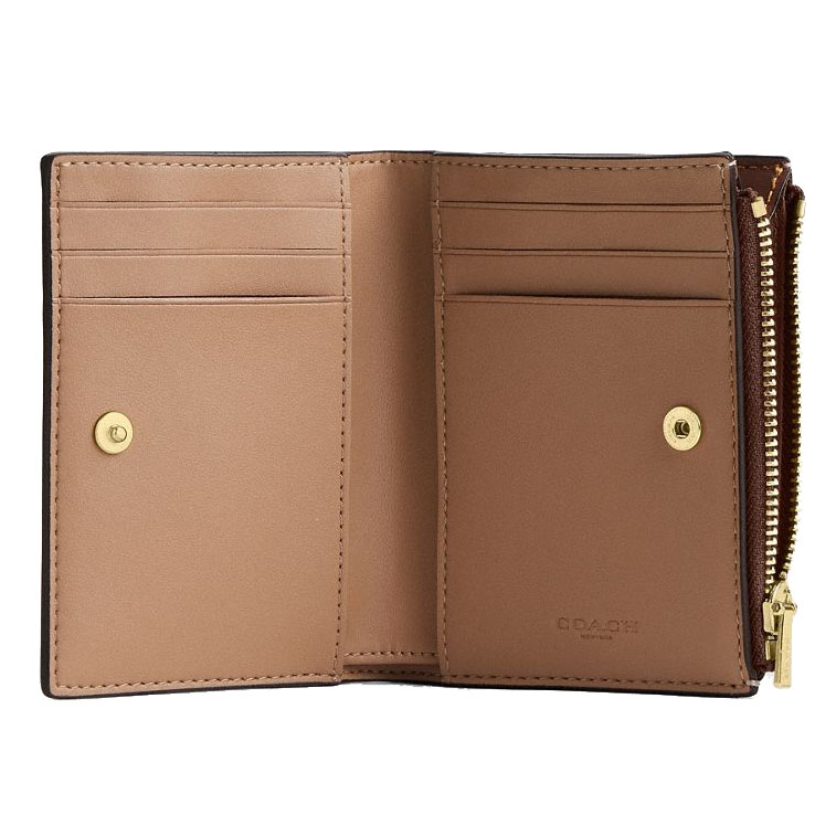 Coach Bifold Wallet In Signature Canvas Tan Brown # CW803