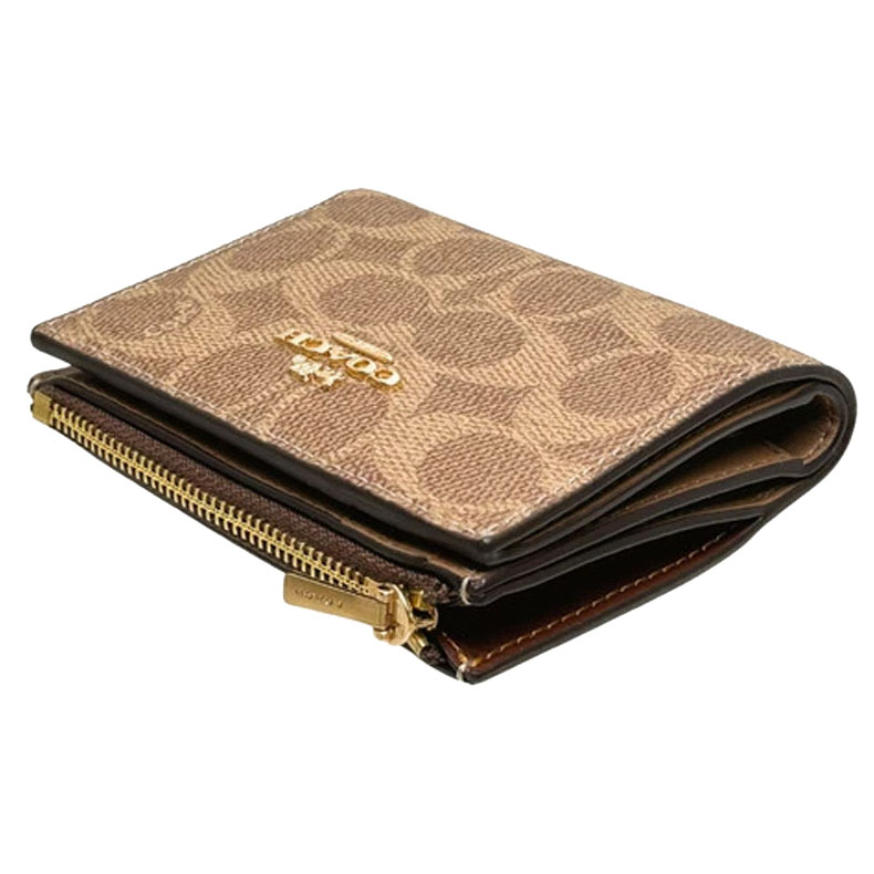 Coach Bifold Wallet In Signature Canvas Tan Brown # CW803