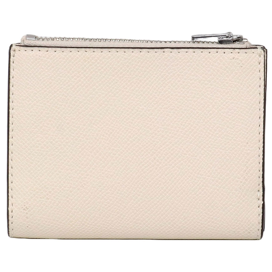 Coach Small Wallet Crossgrain Leather Bifold Wallet Silver Chalk # CR983