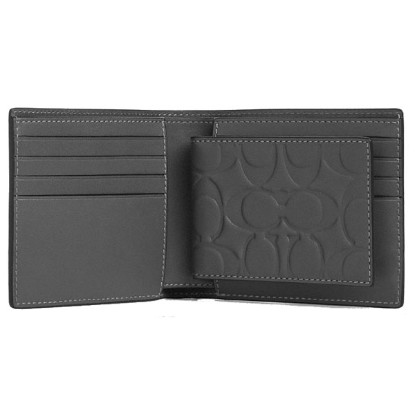 Coach Men 3 In 1 Wallet In Signature Leather Charcoal # CAK69