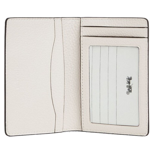 Coach Men Id Card Wallet With Varsity Motif Chalk & Black # CAK23