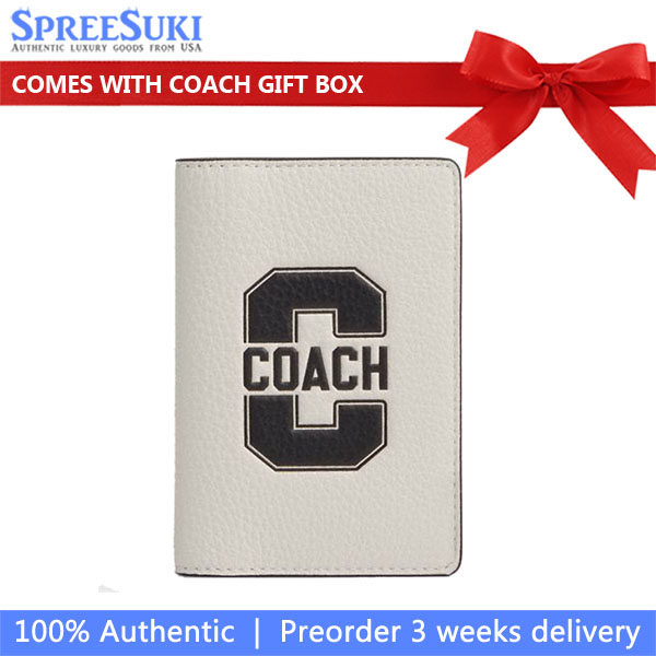 Coach Men Id Card Wallet With Varsity Motif Chalk & Black # CAK23