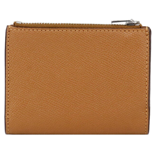 Coach Small Wallet Crossgrain Leather Bifold Wallet Silver Light Saddle # CR983