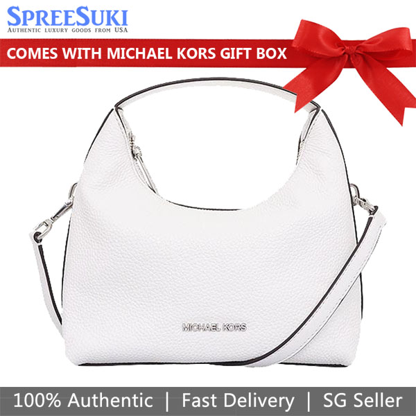Michael Kors Crossbody Sling Bag Ember Small Pebbled Leather Messenger Bag Optic White # 35F4S7YM1L