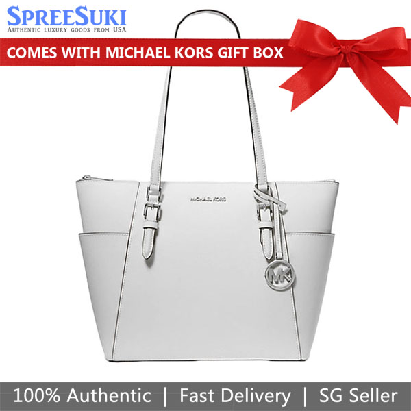 Michael Kors Shoulder Bag Charlotte Large Top-Zip Tote Optic White # 35F0SCFT3L