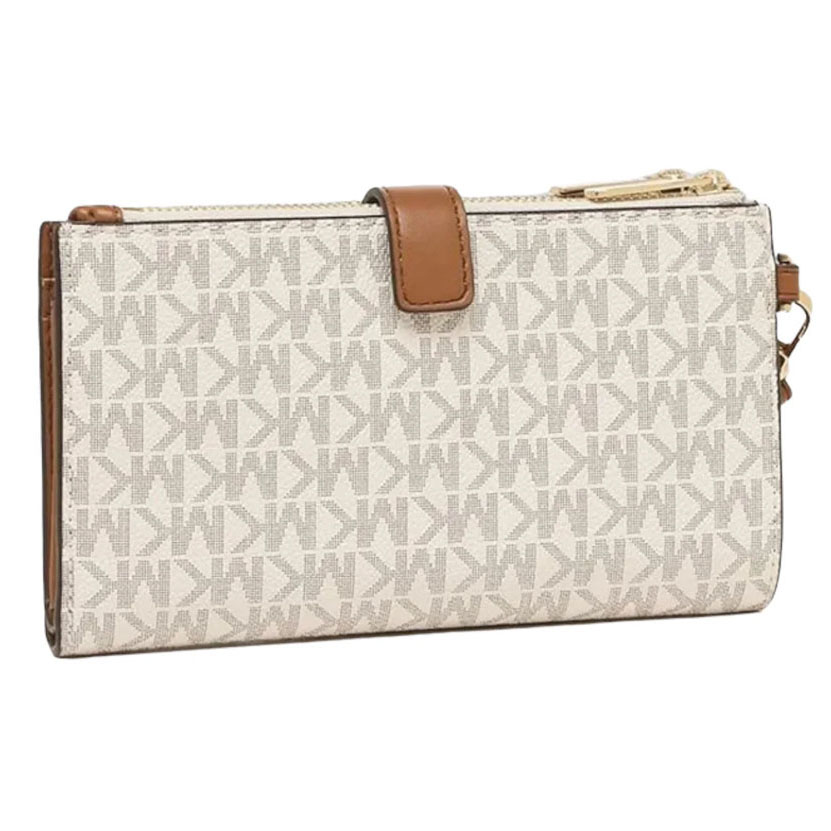 Michael Kors Jet Set Travel Large Double Zip Wristlet Vanilla Acorn # 35F8GTVW0B