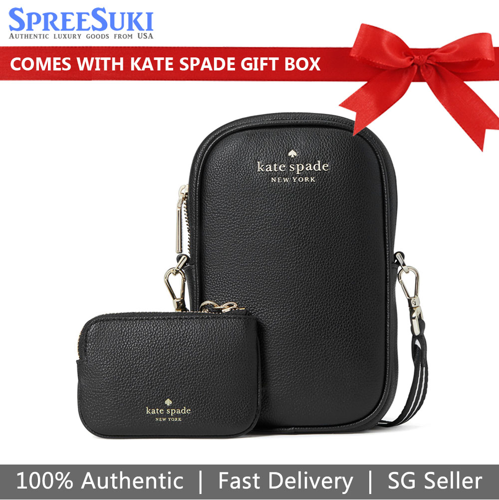 Kate Spade Crossbody Bag Sling Rosie Pebbled Leather North South Black # K4854D5