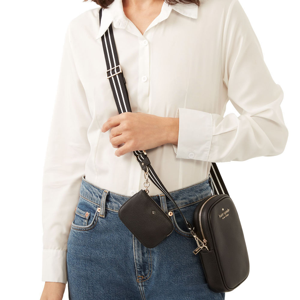 Kate Spade Crossbody Bag Sling Rosie Pebbled Leather North South Black # K4854D5