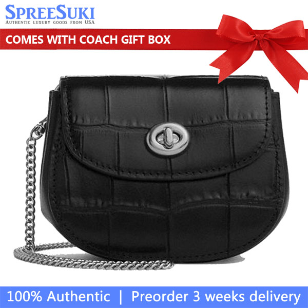 Coach Turnlock Card Case Silver Black # CZ475