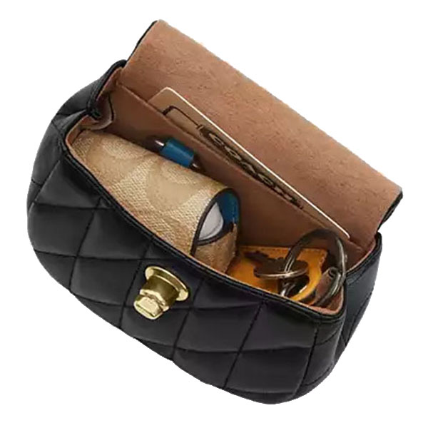 Coach Turnlock Card Case Silver Black # CZ475