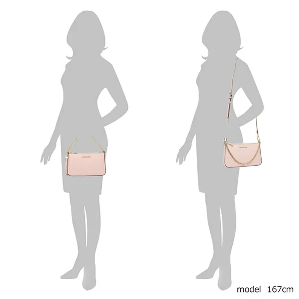 Michael Kors Medium Zip Pouchette Jet Set Travel Crossbody Bag Sling Powder Blush Pink # 35S0GTVU6L