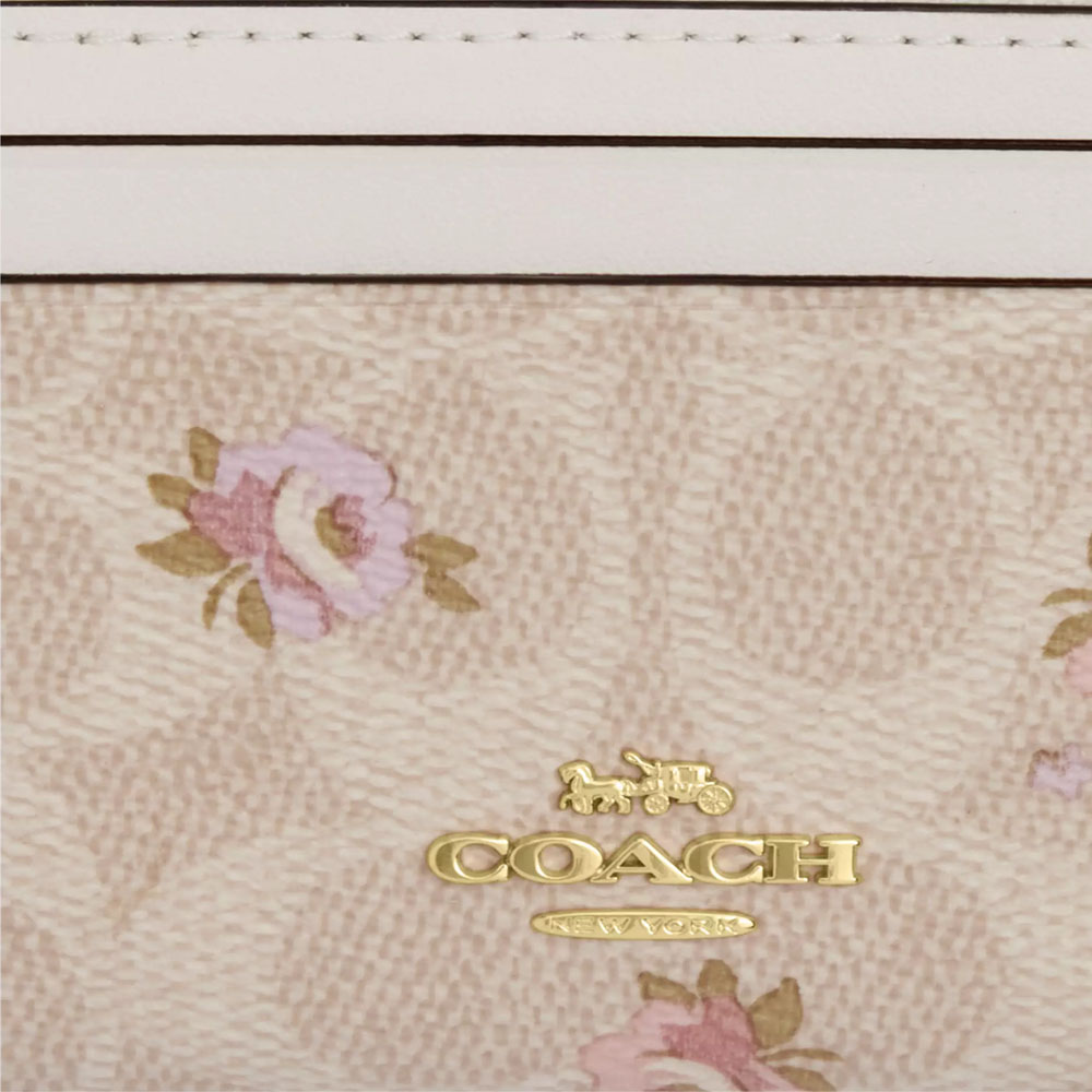 Coach Mini Skinny Id Case In Signature Canvas With Floral Print Sand Multi # CAR16