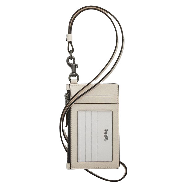 Coach Zip Lanyard Card Case Gunmetal Chalk # CAJ45