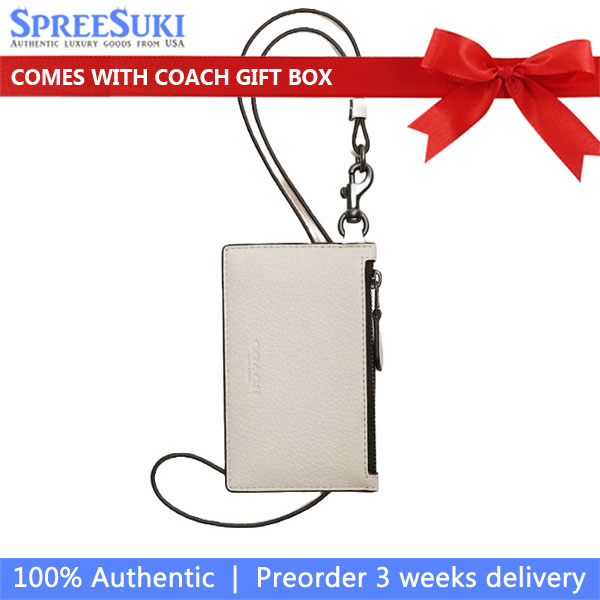 Coach Zip Lanyard Card Case Gunmetal Chalk # CAJ45