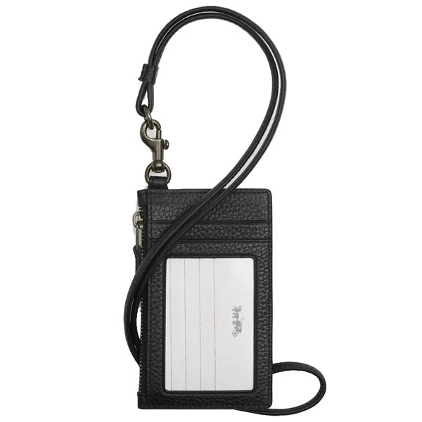 Coach Zip Lanyard Card Case Gunmetal Black # CAJ45