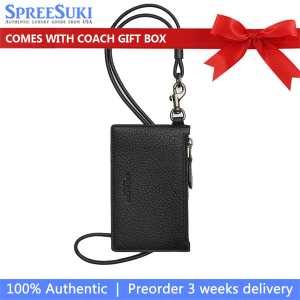 Coach Zip Lanyard Card Case Gunmetal Black # CAJ45