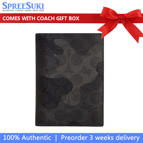 Coach Passport Card Case In Signature Camo Print Gunmetal Grey Multi # CX878