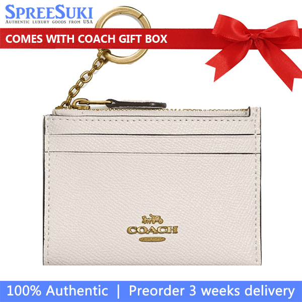 Coach Crossgrain Leather Mini Id Skinny Chalk Off White # 88250