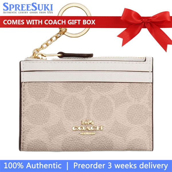 Coach Mini Id Skinny Signature Card Holder Sand Chalk # CW870