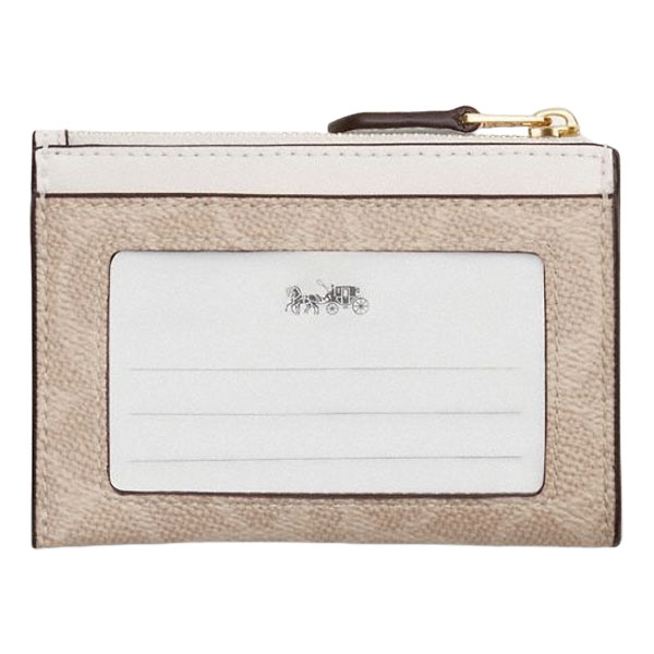 Coach Mini Id Skinny Signature Card Holder Sand Chalk # CW870