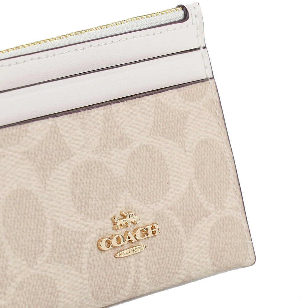 Coach Mini Id Skinny Signature Card Holder Sand Chalk # CW870