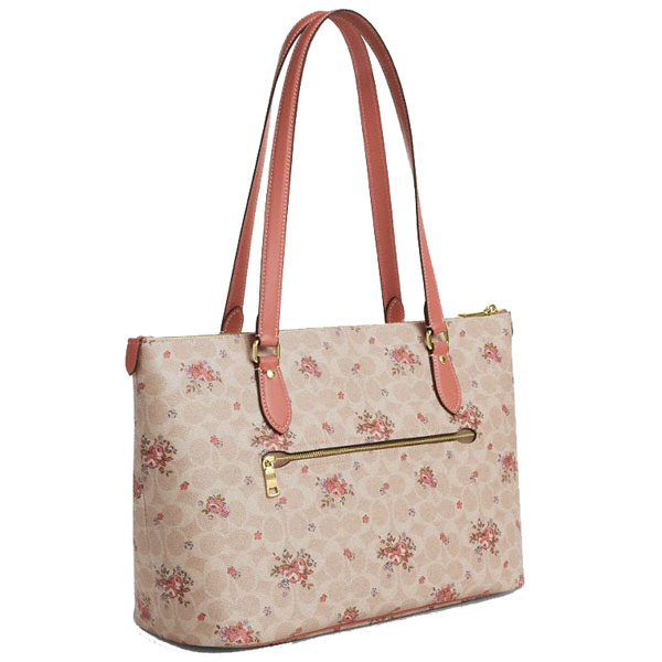 Coach Gallery Tote Bag In Signature Canvas With Floral Print Sand Multi # CBF10