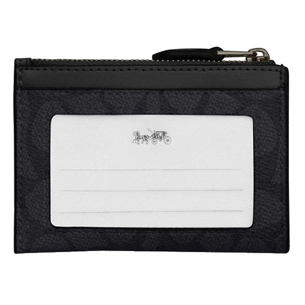 Coach Mini Id Skinny Signature Card Holder Gunmetal Charcoal Black # CW870