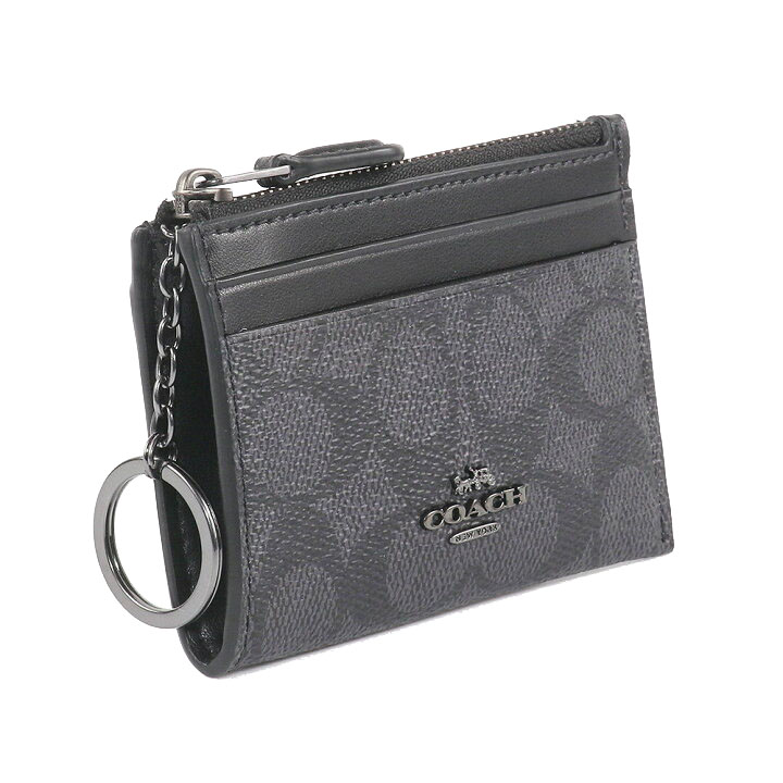 Coach Mini Id Skinny Signature Card Holder Gunmetal Charcoal Black # CW870