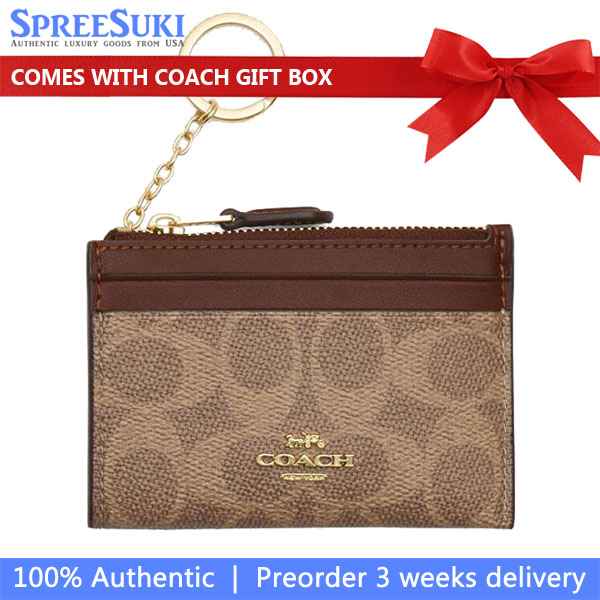 Coach Mini Id Skinny Signature Card Holder Tan Brown # CW870