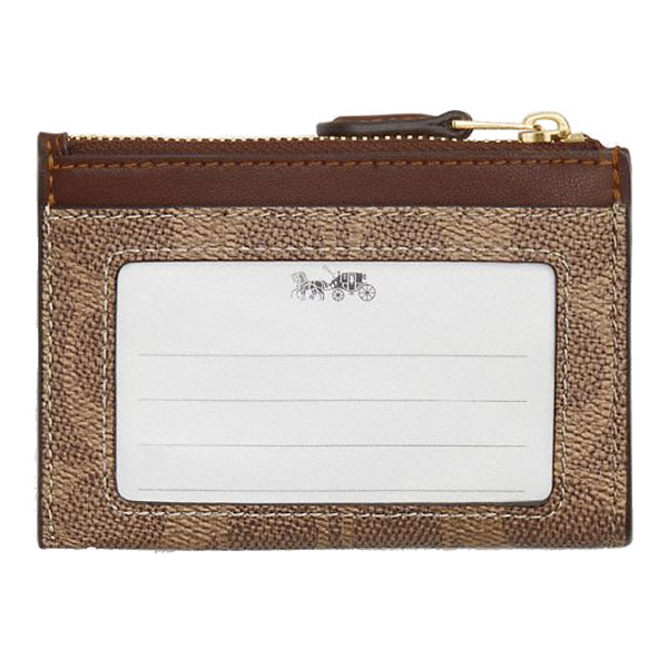 Coach Mini Id Skinny Signature Card Holder Tan Brown # CW870