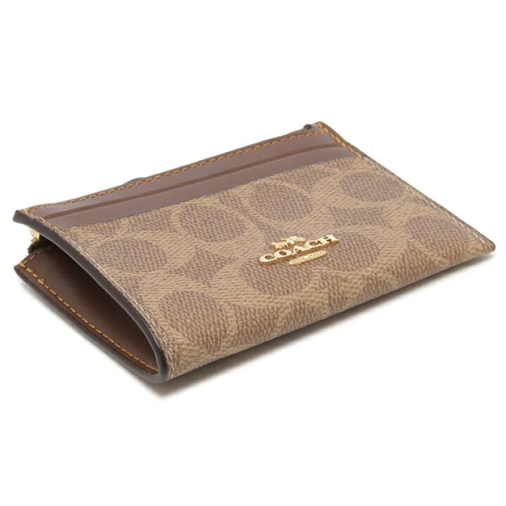 Coach Mini Id Skinny Signature Card Holder Tan Brown # CW870
