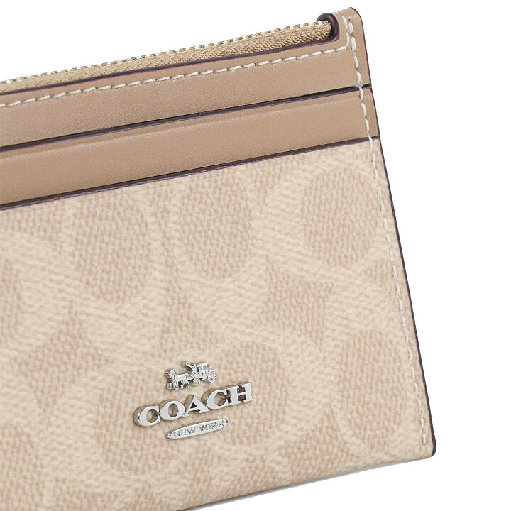 Coach Mini Id Skinny Signature Card Holder Sand Taupe # CW870