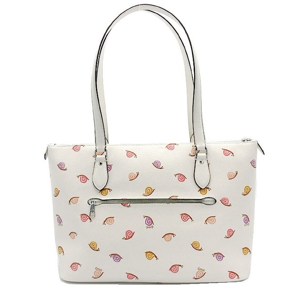 Coach Gallery Tote Bag With Snail Print Silver Chalk Multi # CV268