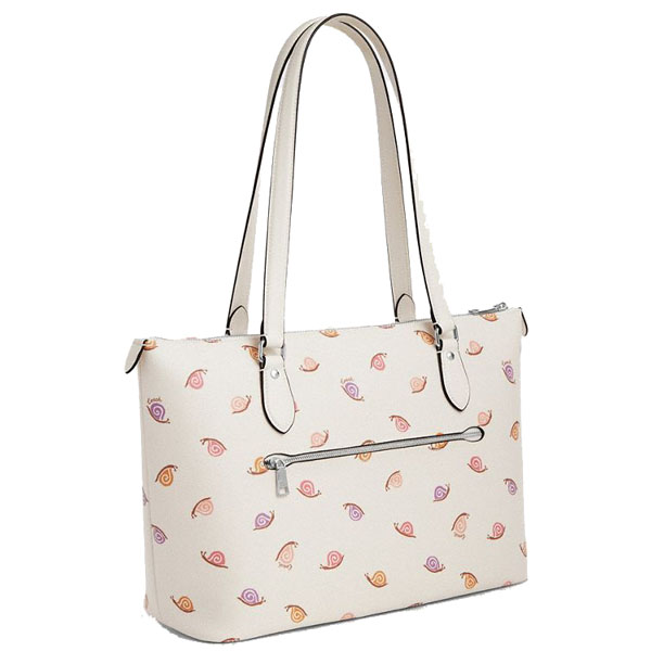Coach Gallery Tote Bag With Snail Print Silver Chalk Multi # CV268