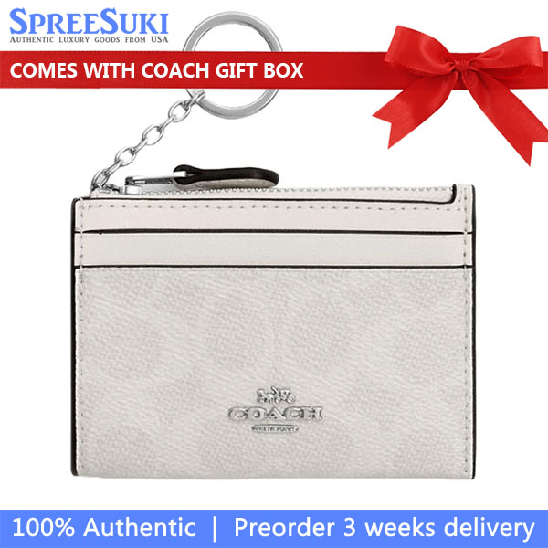 Coach Mini Id Skinny Signature Card Holder White Chalk # CW870