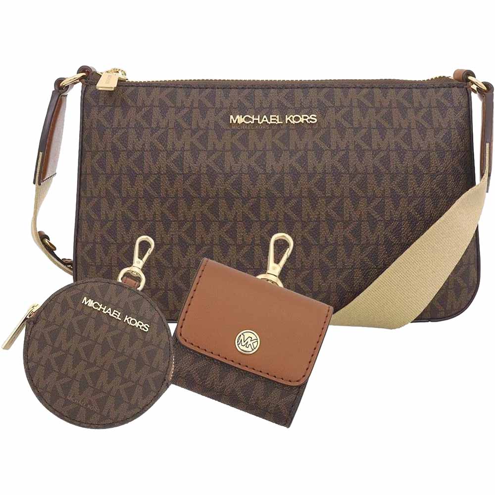 Michael Kors Crossbody Sling Bag Jet Set Travel Small Crossbody With Tech Attach Brown # 35S2GTVC1B