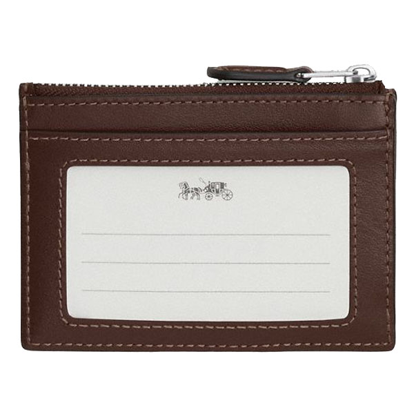 Coach Mini Id Skinny In Signature Jacquard Silver Oak Maple # CU988