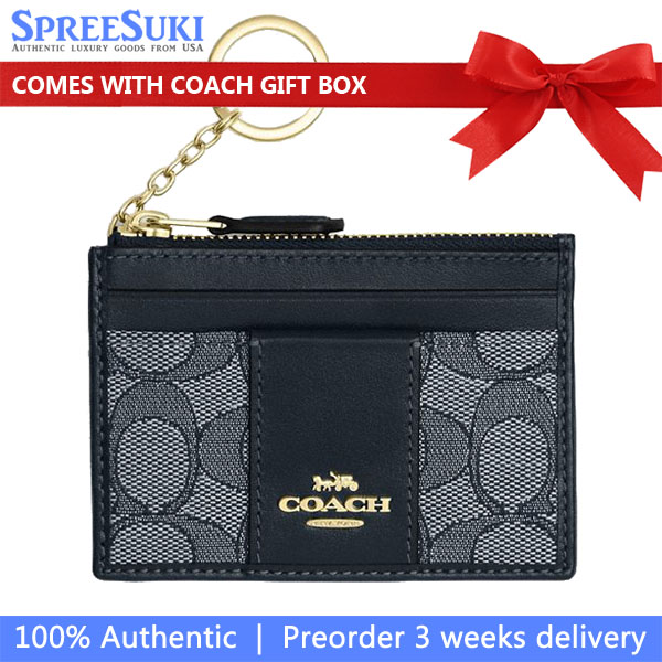 Coach Mini Id Skinny In Signature Jacquard Navy Midnight Navy # CU988