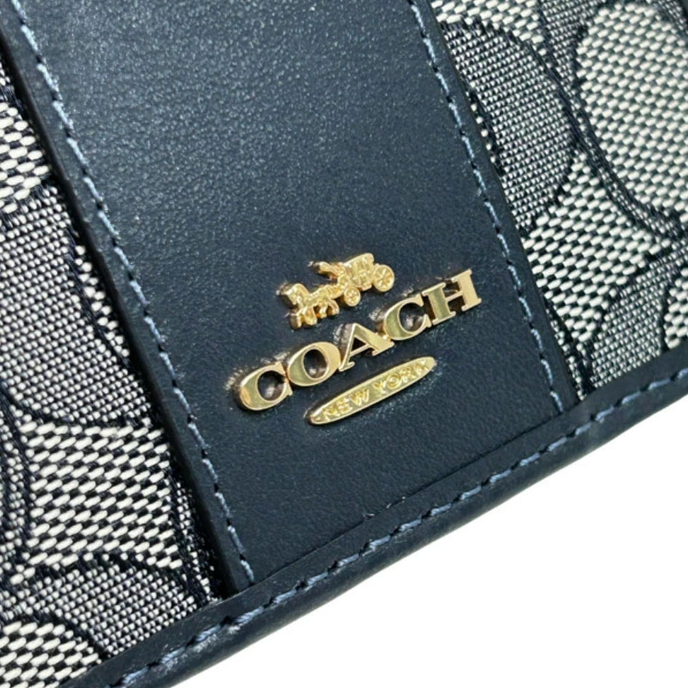 Coach Mini Id Skinny In Signature Jacquard Navy Midnight Navy # CU988