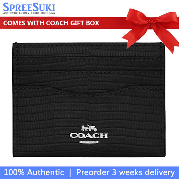Coach Slim Id Card Case Silver Black # CR844