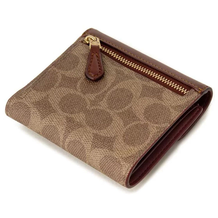 Coach Wyn Small Wallet In Colorblock Signature Canvas Brass Tan Rust # C2329