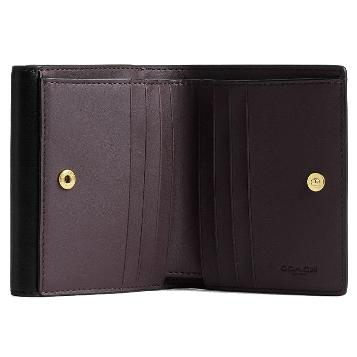 Coach Eliza Small Wallet In Signature Canvas Walnut Black # CW801